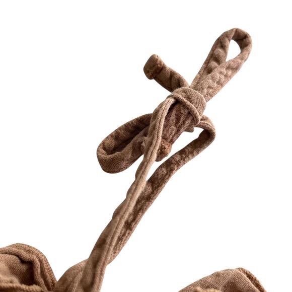 The New Society Girls Brown Muslin Organic Cotton Ruffle Romper 18 Months - Picture 4 of 7